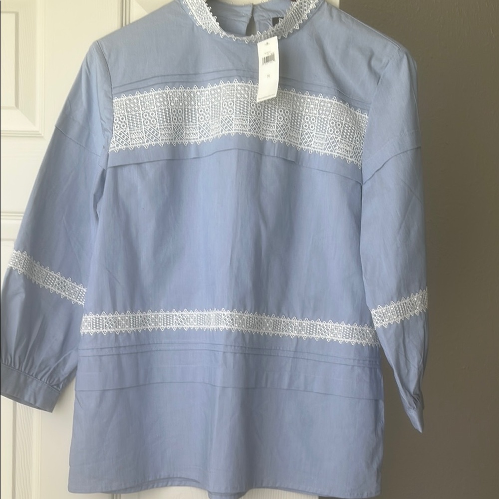 Banana Republic Sky Blue Top with White Lace